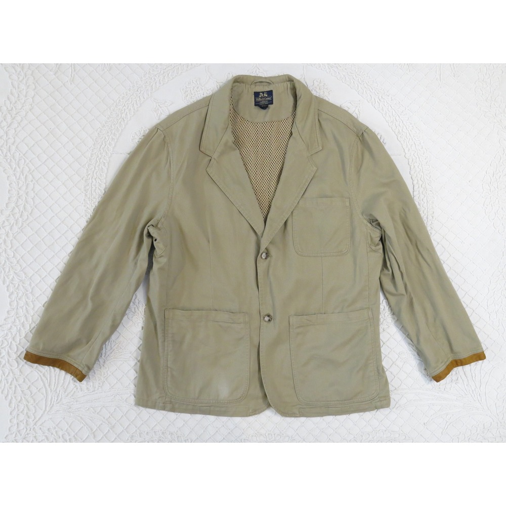 Willis & Geiger Outfitters Khaki Cotton Safari Field Jacket Blazer Mens Large